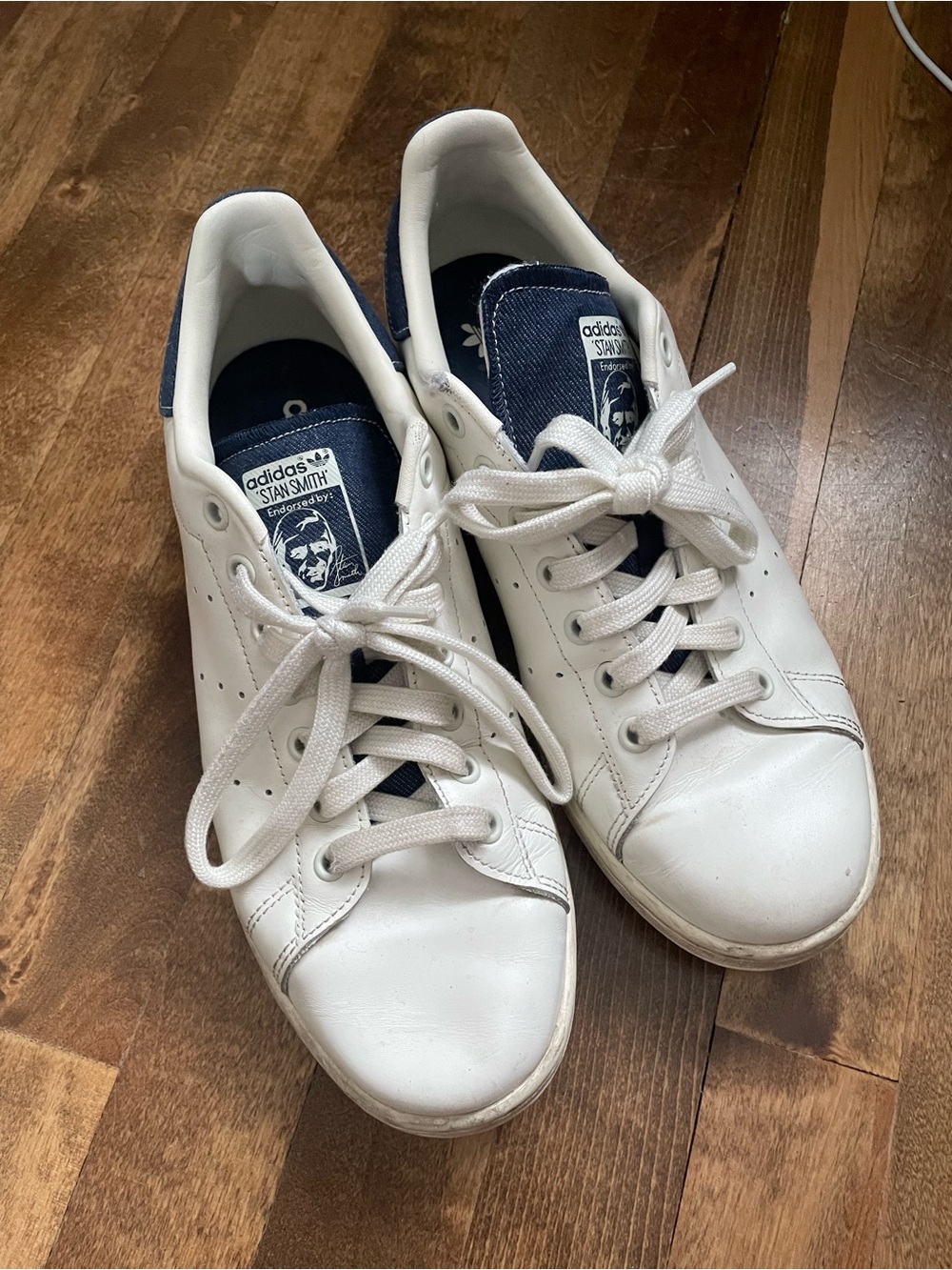 Adidas Stan smith off white leather and denim accents sneakers 8.5M